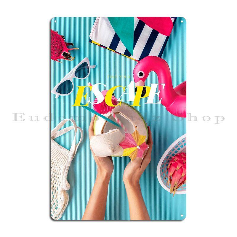 Escape The Ordinary Lets escape the ordinary SUMMER ESCAPE SURF SURFING Metal Plaque Club Wall Decor Designing Tin Sign Poster 20x30cm(7.8x11.8inch)