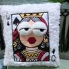 Soft Big Eyes Pillow Quirky Patchwork Pillow Funny Plush Embroidered Pillow  Sofa Decor