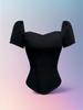 European & American Street Style Off-Shoulder Short Sleeve Bustier Top with Fishbone Corset and Padded Bandeau for Women