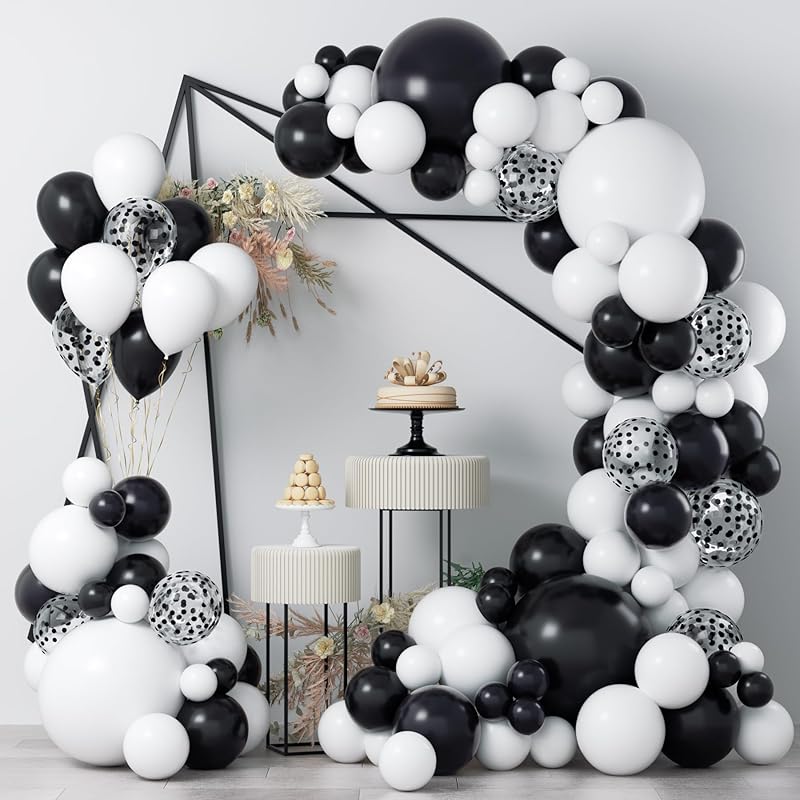 COKAOBE Red Black and Gold Balloons Garland Kit, 124pcs Red Black Metallic Gold Confetti Balloon Arch Kit for Wedding, Birthday Graduation Baby