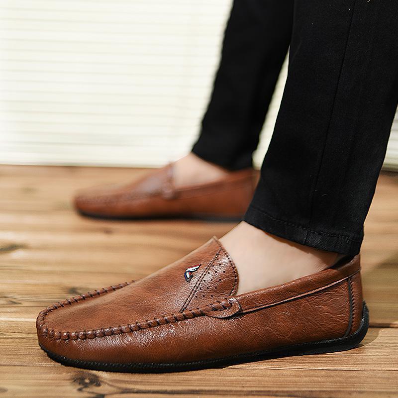 

New spring casual shoes men s Korean version of Doudou shoes men s driving one-pedal loafers men s foreign trade men s shoes 44 коричневый