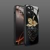 Schwarze Erdbeer-Muster Gehärtetes Glas Material Handyhülle Für iPhone 17 16 15 14 13 12 11 Pro Max Plus 16E 17Air XR XS X Hülle