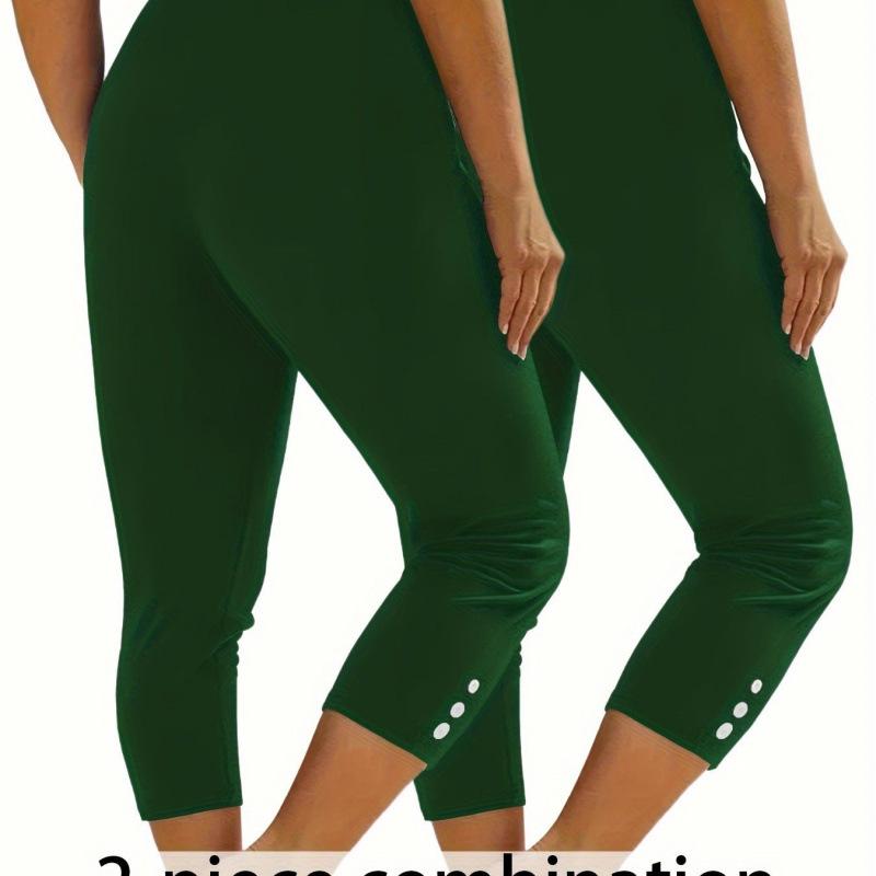 

2025 Women s Korean-European Style Capri Sports Tights, 2-Pack XXL