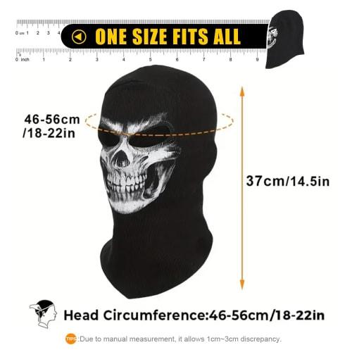 WTACTFUL Scary Skeleton Balaclava, Ghost, Death Skull Face Mask, Hat for Cold Weather, Motorcycle, Cycling, Skiing, Snowboarding, Cosplay Costume, Hal