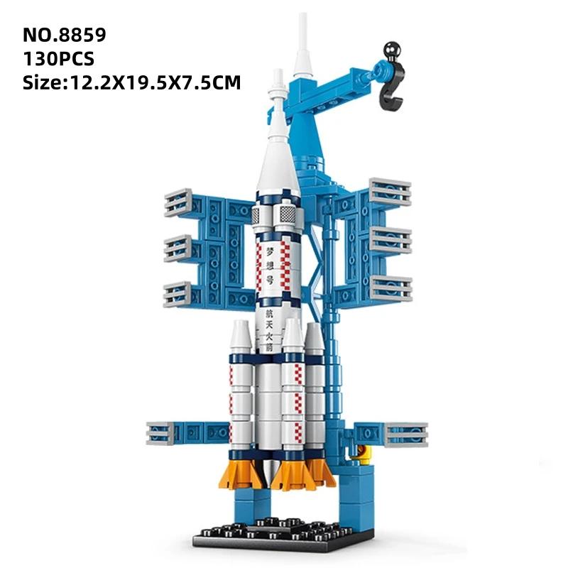 Space Aviation Manned Rocket Building Blocks With Astronaut Figure City Aerospace Puzzle Assembly Model Bricks Children Toys Kid