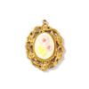 2 Pcs Oval Flower Leaf Embroidered Charms Multicolor 304 Stainless Steel Charms 18K Gold Plated Pendants For DIY Necklace Making