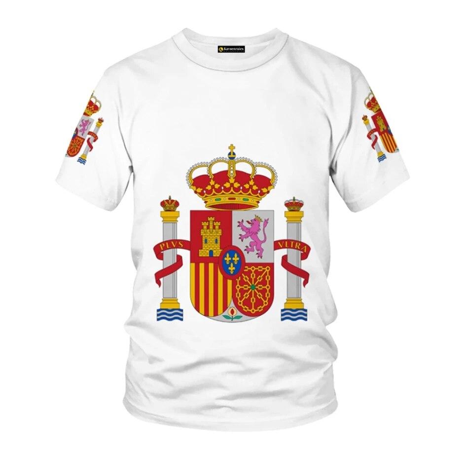 

Национальная эмблема Испании с 3d принтом, летняя мужская футболка с круглым вырезом, повседневные футболки большого размера с короткими рукавами, модные футболки, мужская одежда M