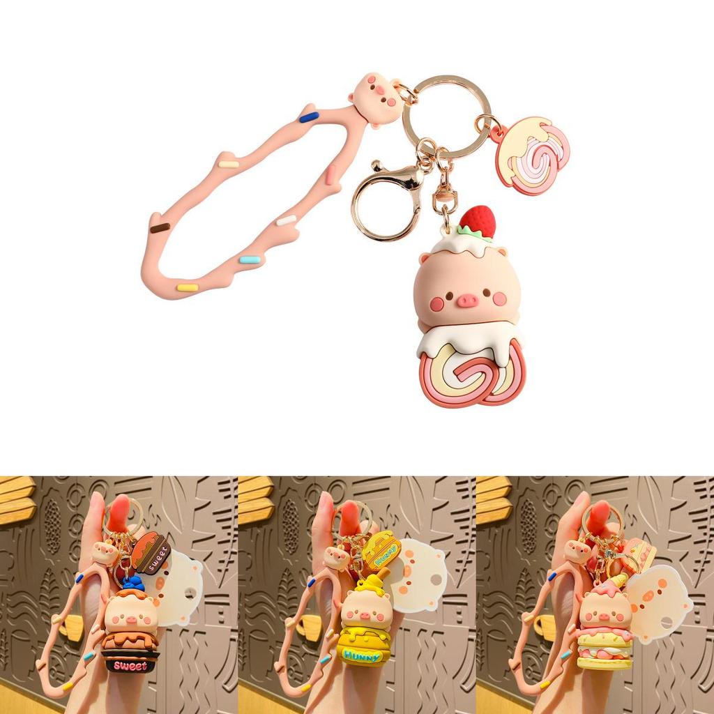 Cute Piggy Cartoon Keychain Adorable Silicone Accessory For Cars And Bags