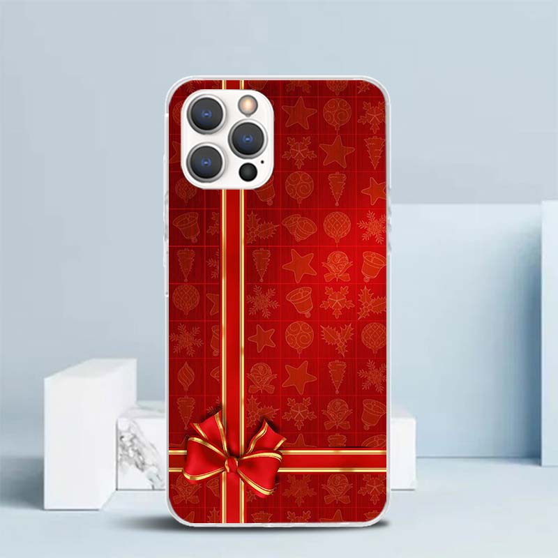 Christmas Santa Claus Present Soft Cover for iPhone 16 17 Air 15 14 Pro Max 16E Phone Case 13 Mini 12 11 7 SE 8 Print Pattern Fi
