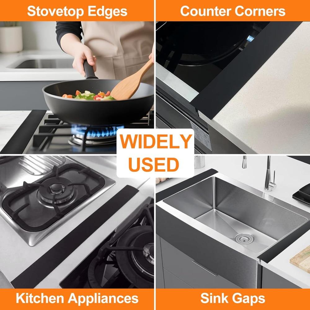 2 Pack Stovetop Silicone Gap Covers, Kitchen Stovetop Silicone Heat Resistant Pads Gas Stove Protectors Oven Gap Sealing Covers.