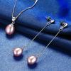 HENGSHENG Black Pearl Set 4 Colors Real Freshwater Pearl Jewelry Set For Women,Pendant Earrings With 925 Silver Jewelry