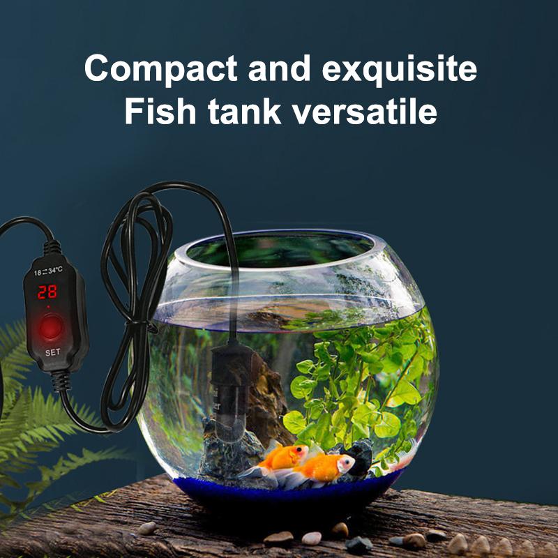 Mini Aquarium Heating Rod Fish Tank Aquarium Heater Submersible Thermostat Heater 18-34°C Adjustable Temperature USB Charging+