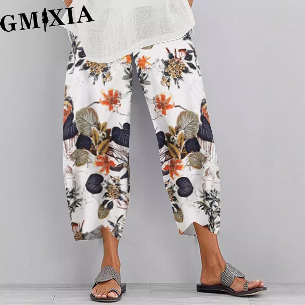 GMXIA Damenmode Lässige Hosen und Caprihosen mit einfarbigem Druck