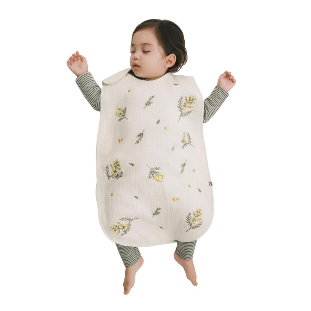 Konny Baby Wearable Embroidered Perfect for Keeps Babies Easy to Put On and Take Mimosa Ages Sleeper, Bedding, 100% Cotton, 6-Layer Gauze, Pattern,