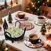 Rutschfeste Holzmatten 4/6 Stück Weihnachts-Tier-Untersetzer, Festliche Karomuster-Blumen-Runde Getränkebecher-Untersetzer Matten, Tischdekorationen für Zuhause Büro
