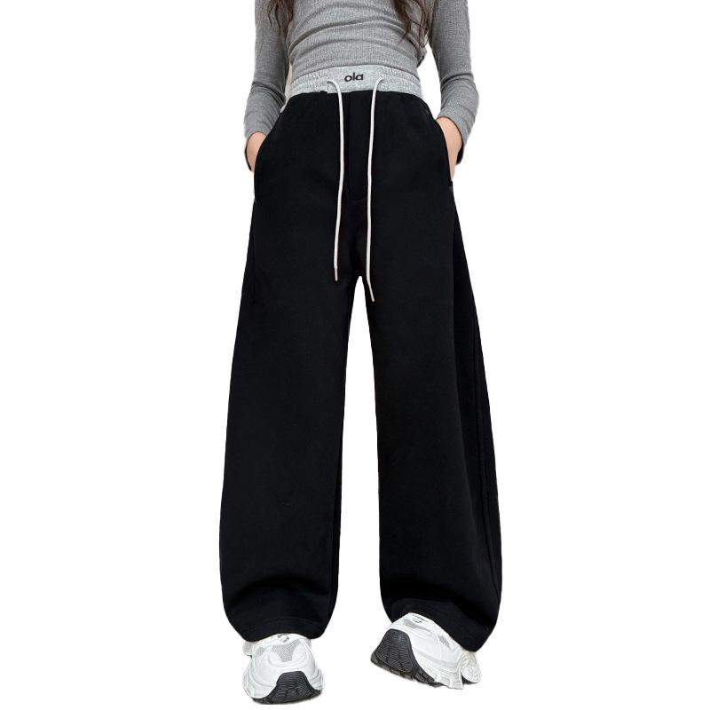 Girls' Patchwork Wide-Leg Sweatpants - 2025 Spring/Autumn Trend for Middle & Big Children