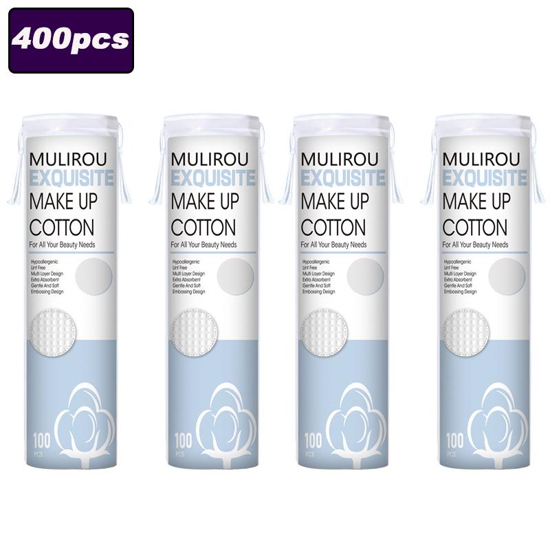 100/400pcs soft and breathable round cotton pad with double-sided texture is used for daily facial cleaning and makeup removal