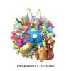 Easter Bunny Wreath Colorful Bunny Garland Cloth Rabbit Door Ornaments 45×40 Cm Creative for Front Door Outdoor Decor