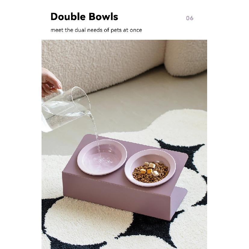 Cat Double Ceramic Bowl with Iron Stand Pet Elevated Raised Food Water Bowls Small Dogs Drinking Eating Feeding Supplies