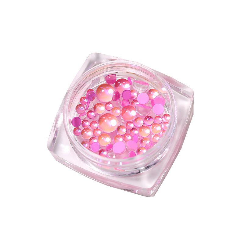 Mermaid Pearl Aurora Nail Rhinestones: Candy Color Crystal Bubble Beads for Nail Art Decor (Flat Bottom)