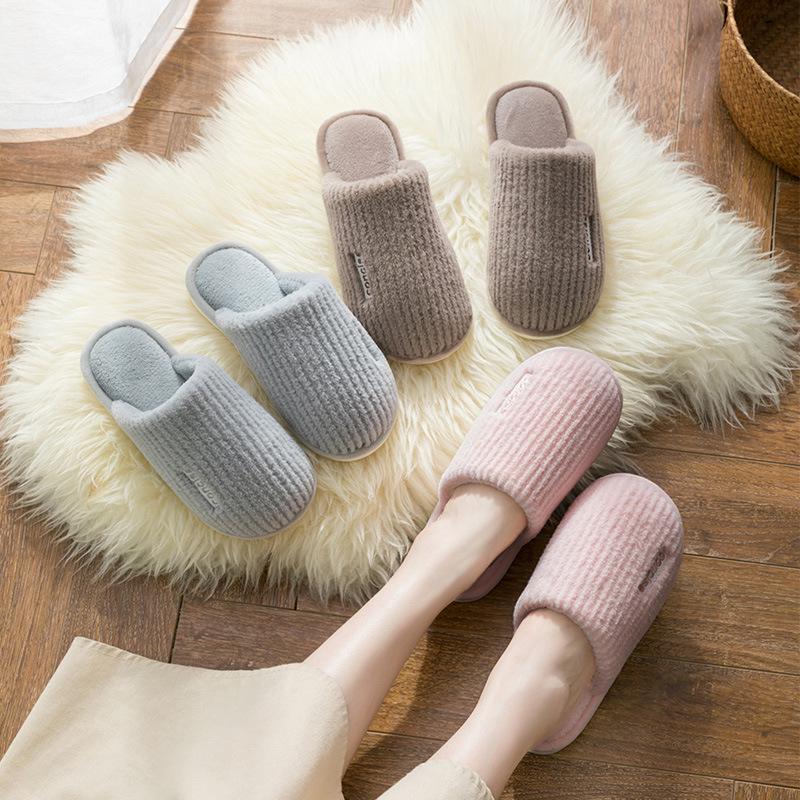 2023 Women's Warm Plush Indoor Slippers: Closed-Toe Cotton for Autumn & Winter