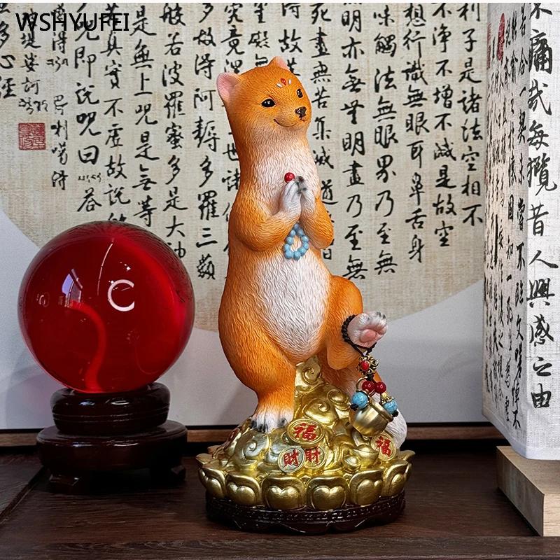 Home Feng Shui Ornament Wong Tai Sin Authentic Ornament Office desktop decorations Home worship of yellow weasels gift 1pcs
