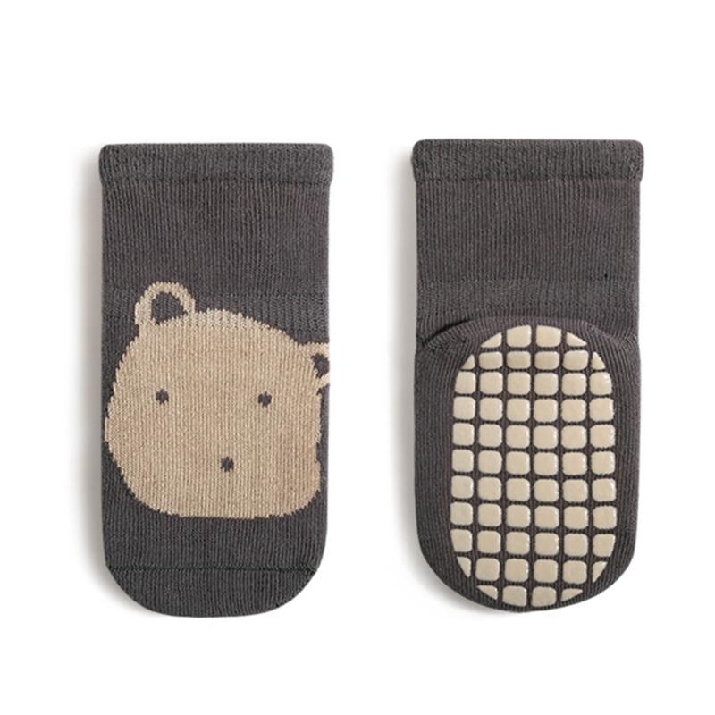 

Baby Non Slip Grip Ankle Socks with Non Skid Soles for Infants Toddlers Cute Cartoon Animal Design Boys Girls Socks L темно серый