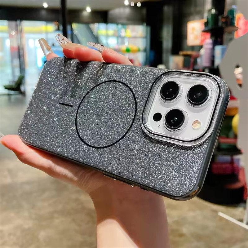 Luxusní třpytivé magnetické pouzdro MagSafe pro iPhone 16 13 15 14 Pro Max bezdrátové nabíjení měkké silikonové nárazuvzdorné pouzdro