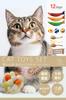 [Food Sanitation Law Compliant] 12-Piece Cat Toy Set Catnip, Ball, Feather, and Mouse (Saury Set)