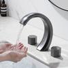 Light Luxury Bathroom Basin Faucet Gun Gray Copper Three Holes Two Handles Hot Cold Mixed Water Faucet Household  Basin Tap