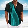 Men's Summer Color-Blocked Short-Sleeve Shirt, Stylish Design, Outdoor Casual Vacation Men's Shirt, Comfortable and Soft Fabric