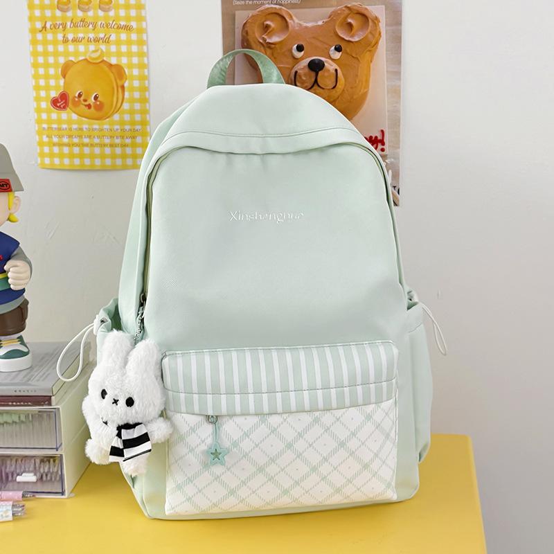 Schoolbag Milk Whirring Vitality Plaid Color Matching Fashion Primary School Students Schoolbag Female Backpack Junior High School Students