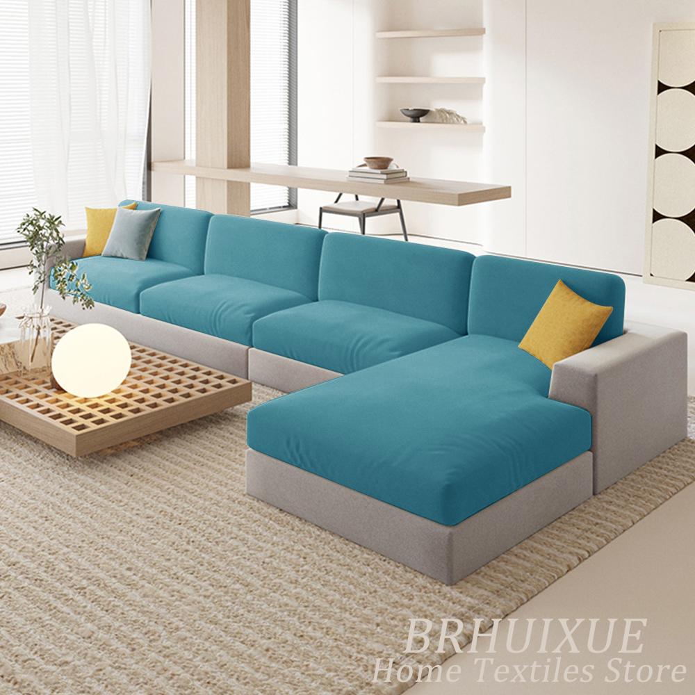 Velvet Sofa Cushion Cover For Living Room Anti-Slip Elastic Sofa Cover Solid Color Soft Slipcover Home Decor Furniture Protector