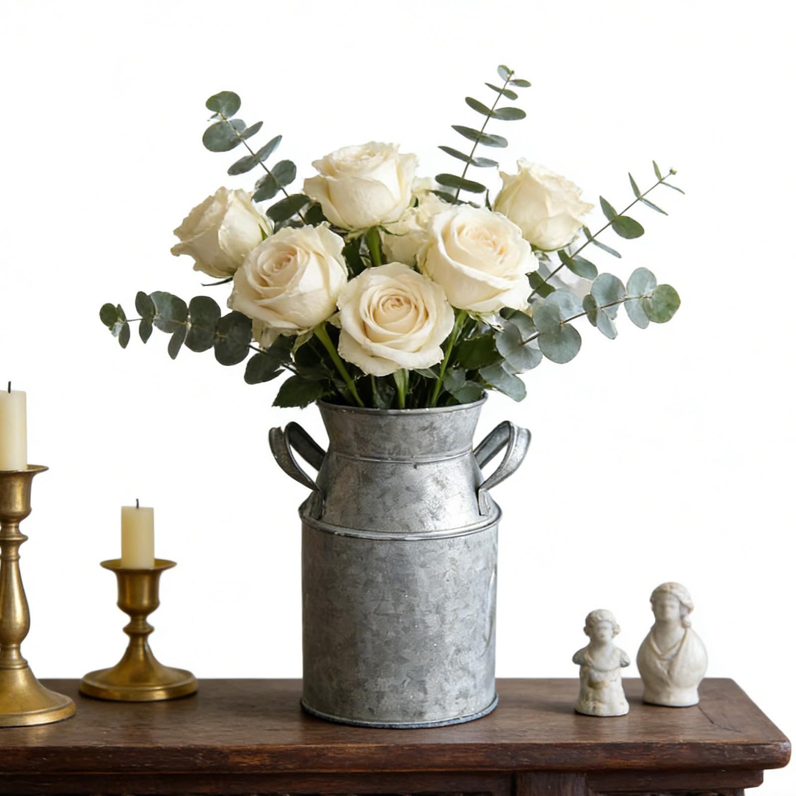 Large Rustics Farmhouse Vases for Flowers Retro Metal Milk Jugs Kitchen Decorations Retro Decorative Pitcher Vases 1