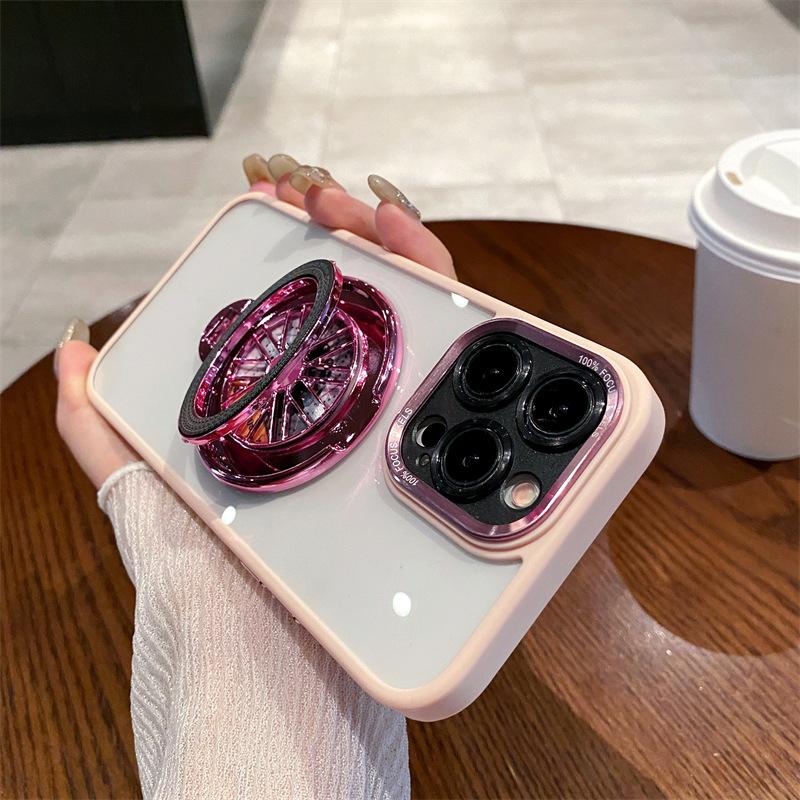 Metal Lens Is Suitable for Apple 15 Mobile Phone Case, Transparent IPhone16 Gyro Magnetic Suction Bracket 14promax Hard Case.