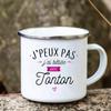 Super Tonton Papy Printed Funny Enamel Creative Coffee Cups Camping Mugs Handle Drinkware Vacation Mug Father's Day Best Gifts