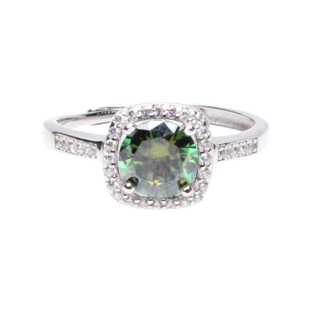 Bien Vetu Green Moissanite Ring 1 Carat Square Pavé 127