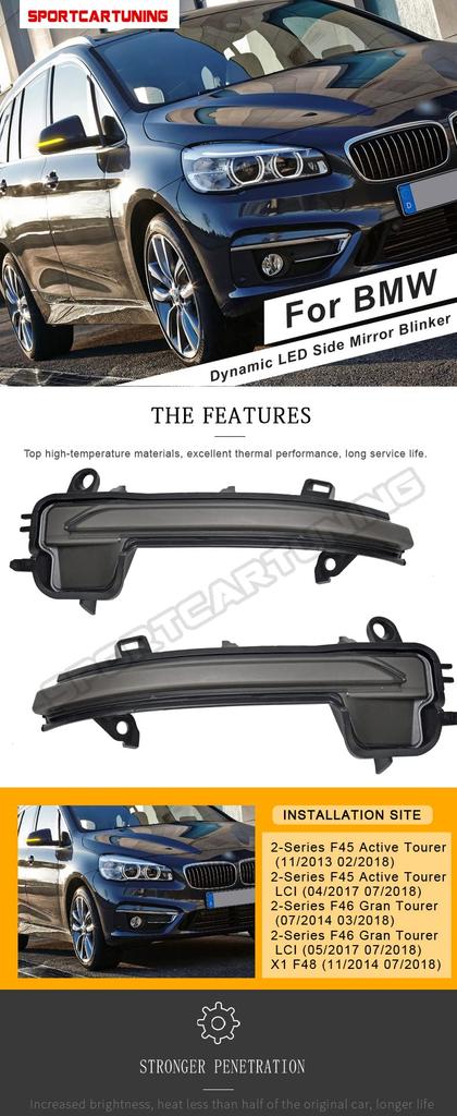 LED Flowing Door Mirror Sequential Dynamic Turn Signal Smoke Version 2 Series F45 F46 X1 Series F48 Vehicle Inspection OK