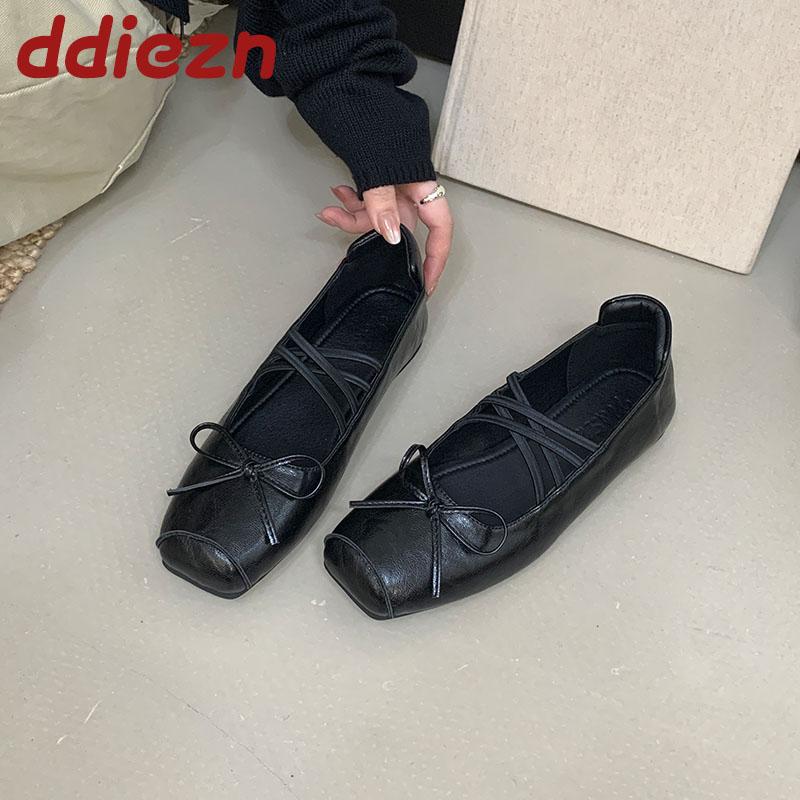 Fashion Footwear Slip On Ladies Mary Janes Flats Shoes Luxury Female Shallow Fashion Butterfly-Knot Women Flats Lolita Shoes New
