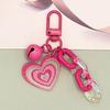 1pc Pink Acrylic Love Heart Keychain with Bell Charm, Fashion Accessory for Phone Case, Car Keys, and Purses