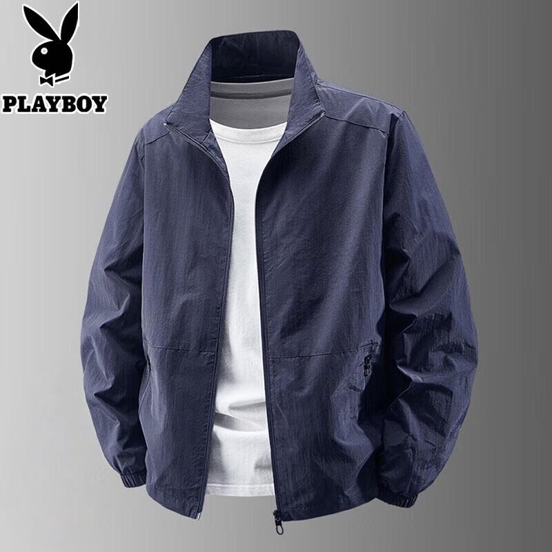 PLAYBOY Men's Thin Casual Stand-up Collar Jacket