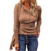 Ladies Casual Solid Color  Strip Solid Color Slim Fit Round Neck Stitching Lace Sleeve T-Shirt