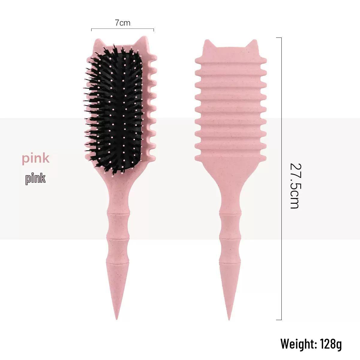 

Cross-Border Cat Ear Hair Styling & Scalp Massage Comb - Curl Define, Smooth, and Air Cushion Features розовый
