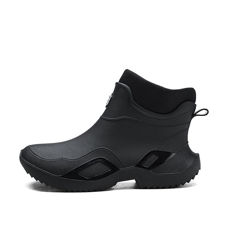 Men's outdoor fashion casual rain boots thick anti slip waterproof high top wear-resistant comfortable work velvet chef shoes
