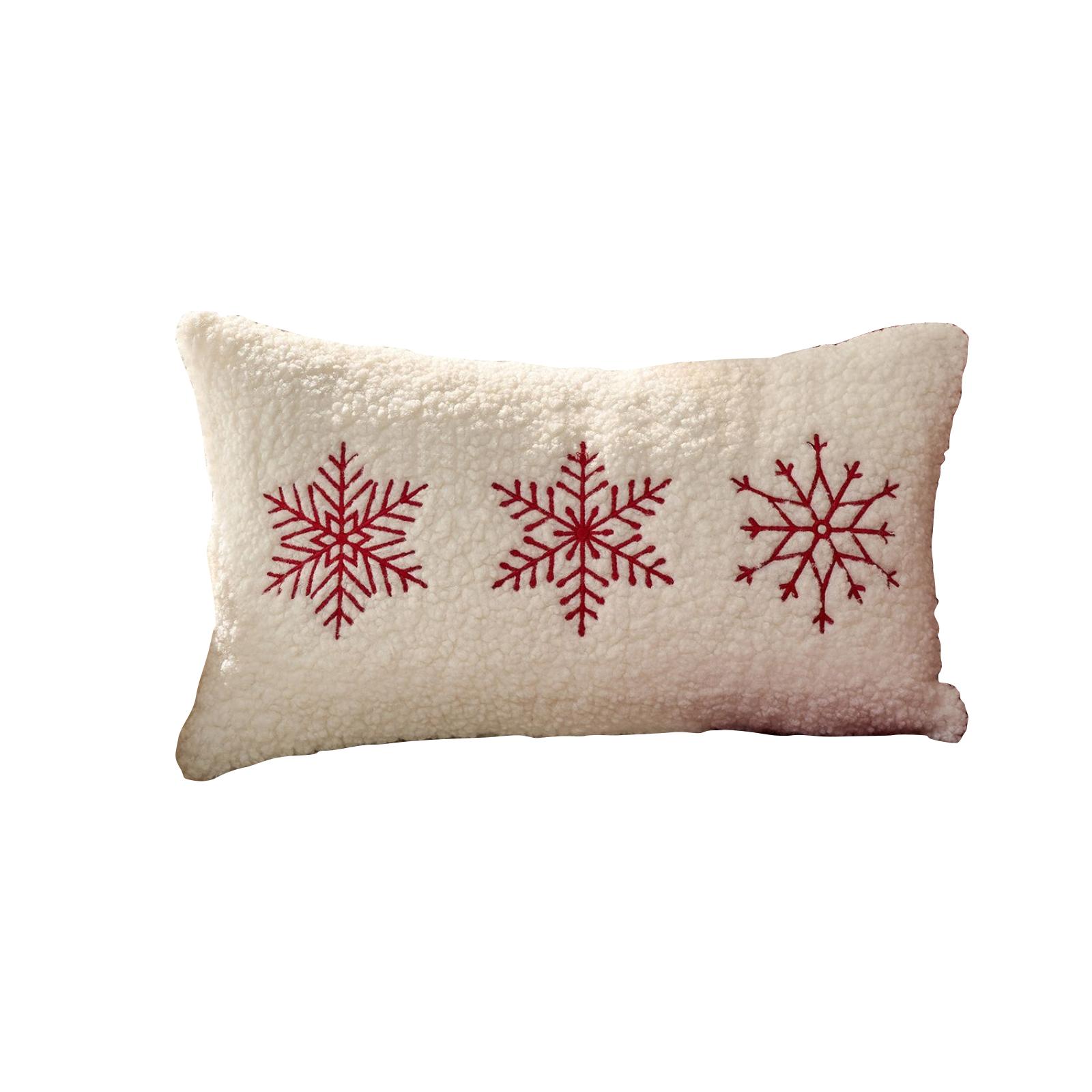 

Christmas Embroidered Pillowcase Merry Christmas Red Snowflake Cushion Cover Embroidered Pillowcase Christmas Gift Christmas Decoration One Size