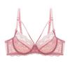 French Ultra-Thin Sexy Lace Bra Set, Underwire Minimizer Side Gathering Sheer Women Lingerie Set