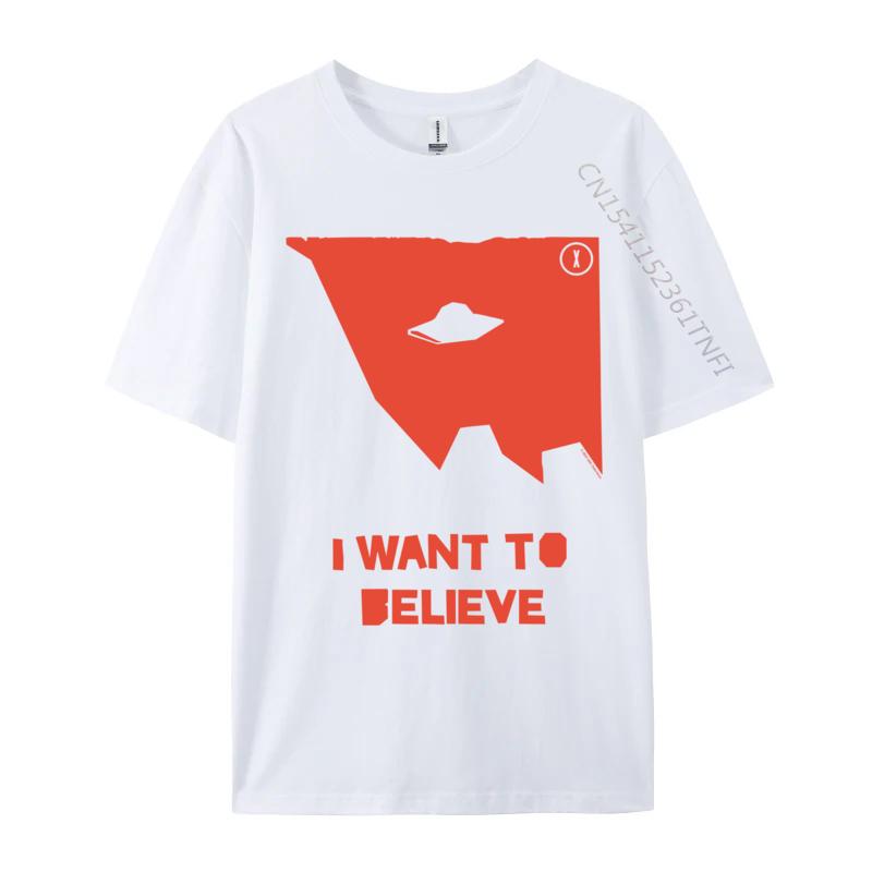 I Want To Believe Ufo Silhouette Big Chest Text Cotton Unisexs T Shirts Party Luxury Designer Tshirts Special T Shirt
