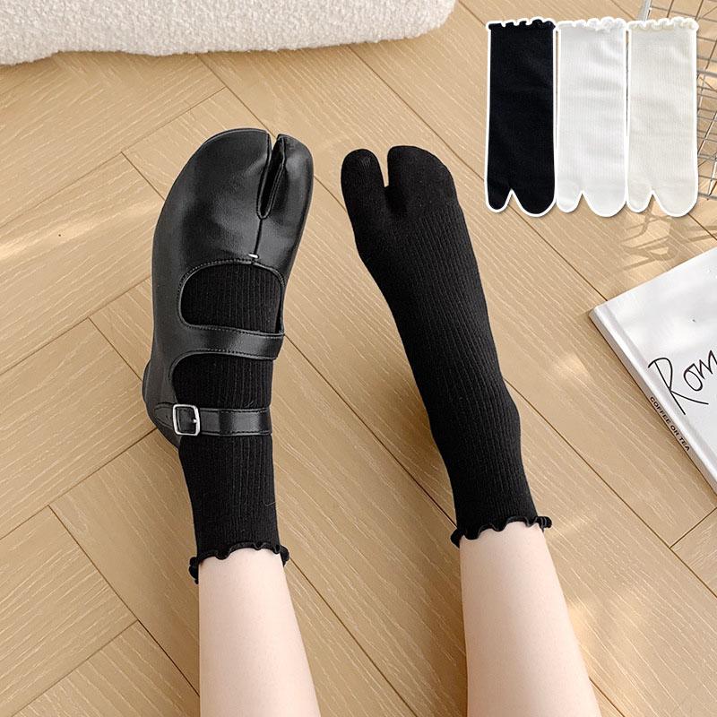 Casual Dames Katoenen Twee-Teens Middelhoge Sokken Teen Sokken Zomer Elastische Gespleten Teen Sokken Slippers Sandalen Twee Teen Sokken