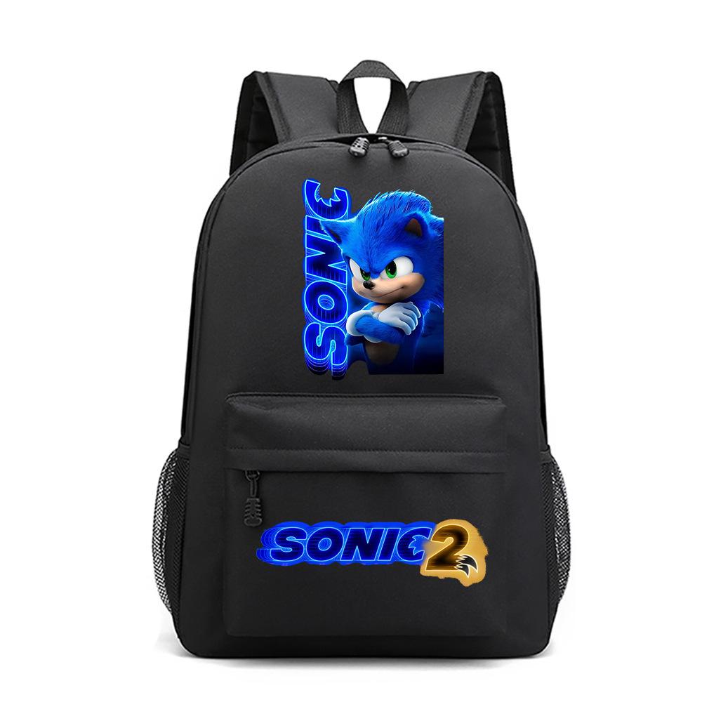 Blue Hedgehog Cartoon Character Printed Peripheral School Bag Oxford Cloth Backpack Student Backpack