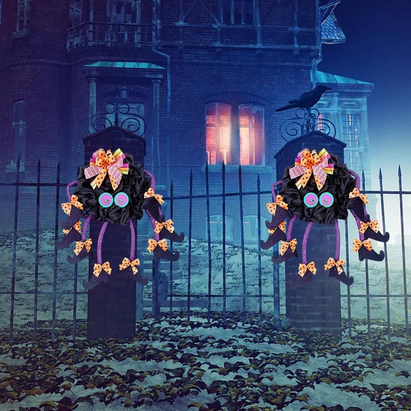 2024 New Halloween Decoration Multi-Legged Witch Wreath Hanging Party Dress Up Front Door Decoration Props